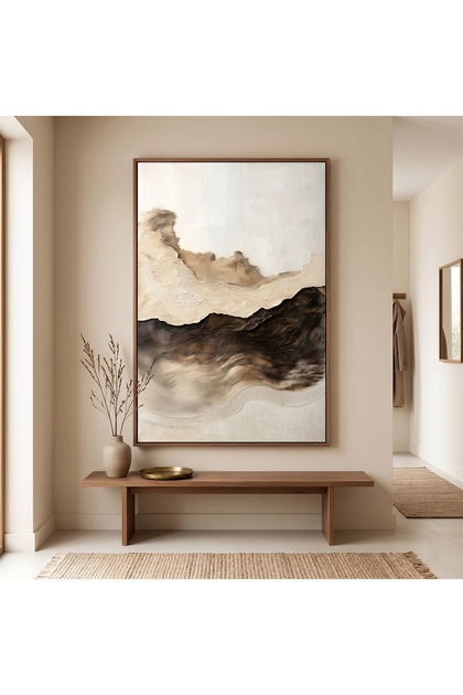 Wall Artwork Panel with Visual Depth and Warm Earth Tones