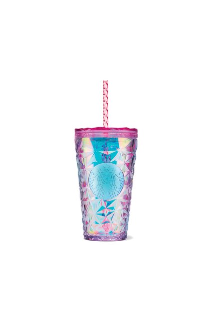 Plastic Shiny Prism Delicate Pink Cold Drink Cup - 473 ml