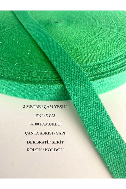 3 Meters, Width 3 cm Pine Green Cotton Bag Strap, Handle, Multi-Purpose Decorative Strip, Column, Cord