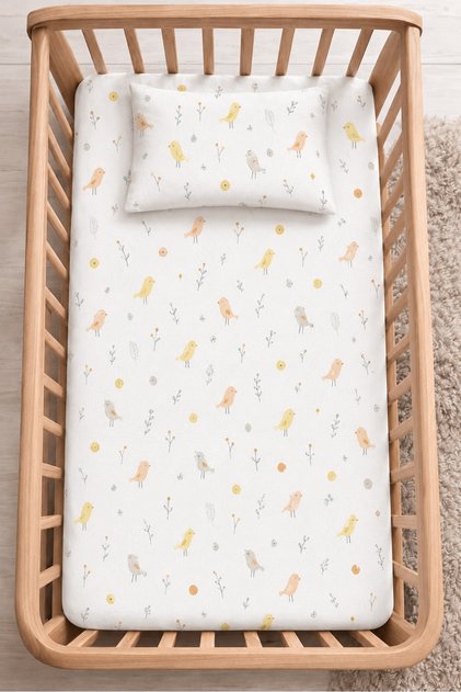 100% Cotton Elastic Baby Bed Sheet I + Pillowcase | Park Bed 60X120 70X110 70X120 Compatible