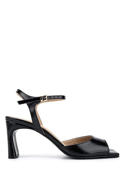 Women's Leather Black Heeled Shoes