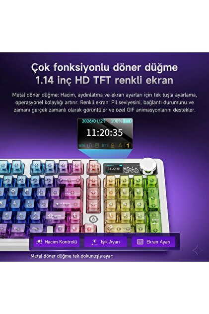Ajazz Ak980V2 Pro 8000 Hz Kablosuz Mekanik Oyun Klavyesi-TFT