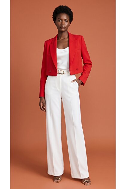 Kruvaze Kapama Regular Kısa Blazer Ceket