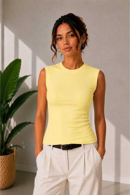 Women's Crew Neck Sleeveless Buluz T-Shirt