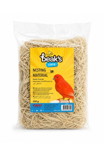 Beak's Care 250 gr Doğal Kuş Yuva İpi – Kanarya, Muhabbet ve Finch İçin Yuva Malzemesi