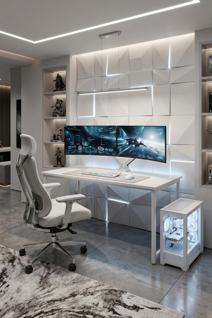 TITAN Bilgisayar Oyuncu Masası, Metal Gaming Desk, 120 x 60, Beyaz