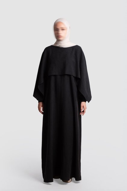 Flounced Crew Neck Dress Black