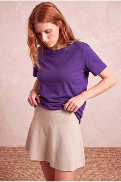 Women's Purple 100% Cotton Regular Fit Crew Neck Short Sleeve Basic T-Shirt Tonina