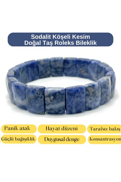Certified Sodalite Corner Cut Natural Stone Rolex Bracelet