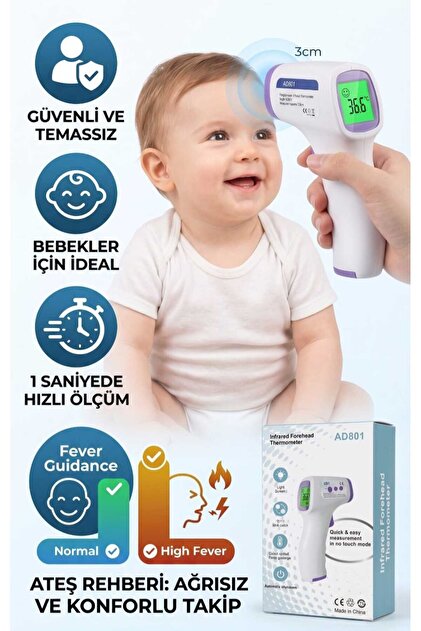zabinza AD801 Temassız Ateş Ölçer - Dijital Alından Kızılötesi