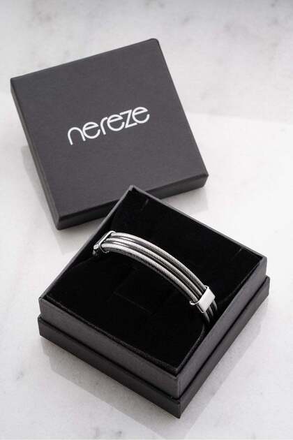 Chrome Plated 3 Row Men's Steel Bracelet