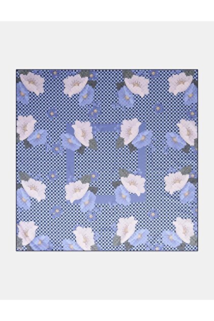 Monogram Pattern Floral Scarf Indigo