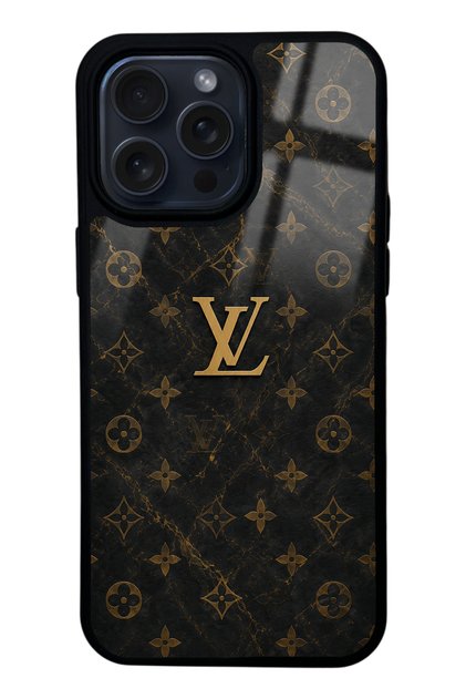 LOUIS VUITTON iPhone 15pro max 携帯カバー Spoyi iPhone 15 Pro Max Brown Gold LV Tasarımlı Glossy Telefon