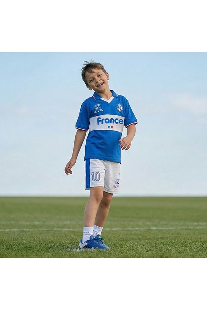 Collared Short Sleeves T-shirt and Shorts Set with France Print