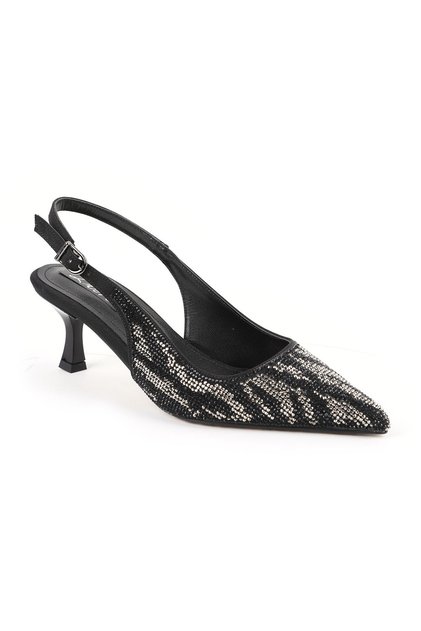 Women's Stone Heeled Shoes Open Back Pointed Toe Stylish Slingback Jurdan Sole L085.K9500
