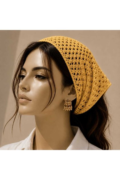 Women's Young Mother Mesh Knitted Bandana Summer Perforated Knitwear Hair Bandana Beach Compatible