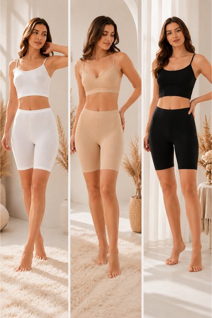 Women's Modal Cotton Above Knee Short Leggings Stretchy Comfortable Daily Use Underwear Shorts Leggings 3-Pack