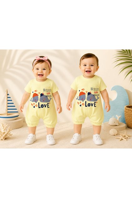 Boys & Girls Baby Love Fish Printed Summer Short Sleeve Stylish Baby Romper