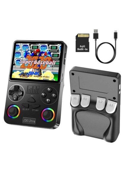 J36 Ultra Game Console 3.5 Inch Portable Retro Game Console Built-in 20000+ Games With 64GB Memory Card Video Games Console 20+ Supported Simulator Platform 3000mAh Battery IPS Screen Toys A