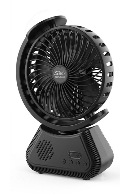 مكبر صوت بلوتوث محمول ZQS F803 3 في 1 مع مروحة مكتب مدمجة وإضاءة LED، بطارية 6000 مللي أمبير، صوت باس قوي للتخييم والمنزل.