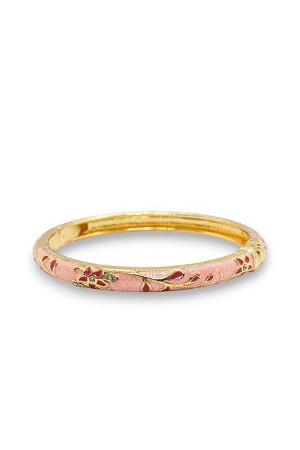 Women's 1 Piece Colorful Enamel Flower Patterned Gold Color Handcuff Bracelet Elegant Daily Stylish