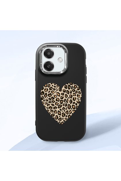 Oppo A3 Compatible Case Camera Protector Black Silicone Couple Phone Case Heart Pattern