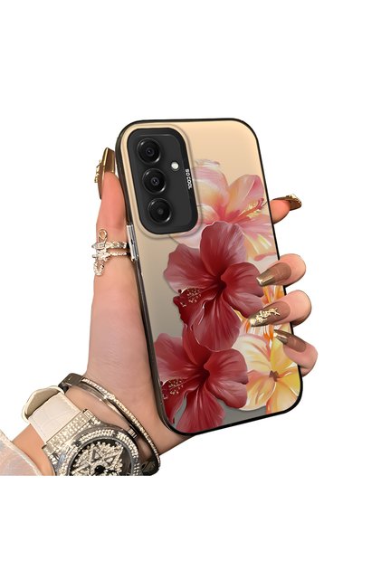 Samsung Galaxy A16 Compatible Silicone Edge Hard Back Case Couple Phone Case with Floral Pattern