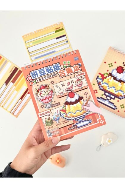 DIY Tatlı Temalı Piksel Mozaik 5481 Parça Renk Kodlamalı Aktivite Defteri/Etiket/Çıkartma