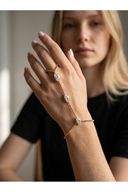 Gold Color Bead Chain and 3-Piece Zircon Stone Steel Chain - Tarnish Resistant - 20cm