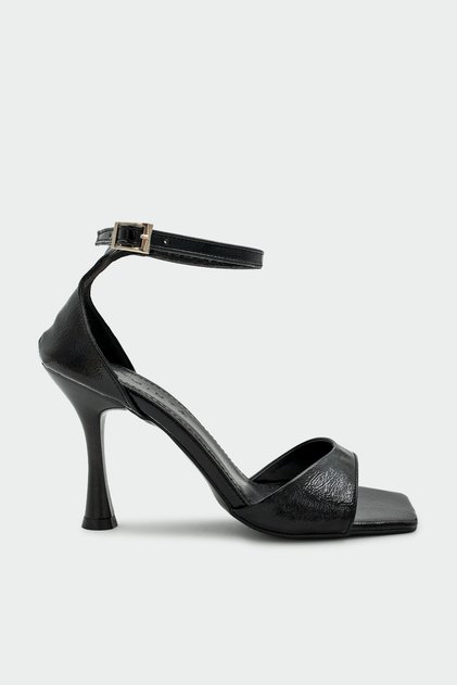Lenna Single Strap Women's Black Heeled Shoes