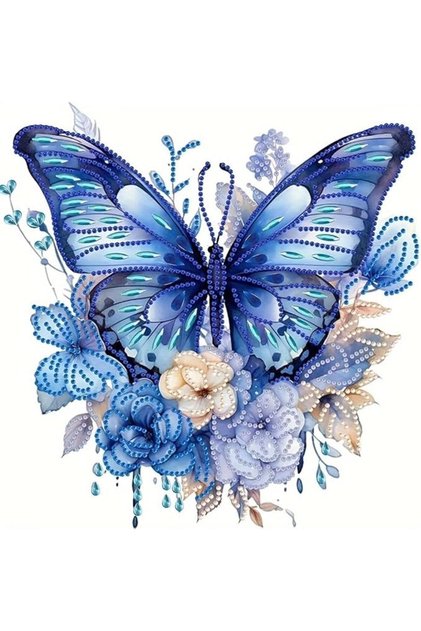 Tazweeq Diamond Art Kits for Adults, DIY Craft Arts for Home Wall Decoration, Easy to Operate, Ideal Gift for DIY Lovers (Blue Butterfly, 1Pcs)