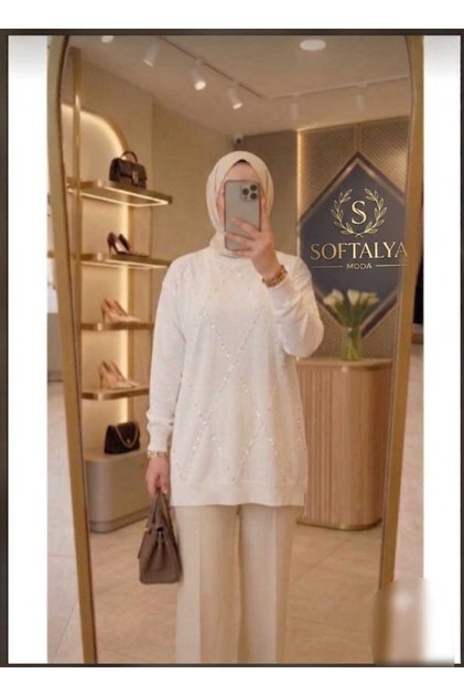 Kadın baklava desenli modern tesettür tunik