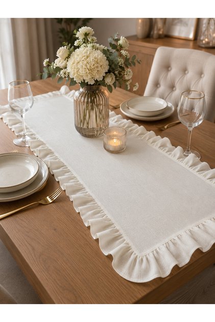 Ruffled Table Runner – Stylish Table Decoration and Tablecloth Complement