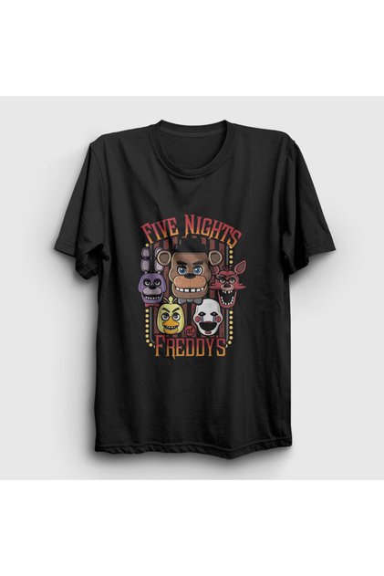 Unisex Black Faces Fnaf Five Nights at Freddy's T-Shirt 4692Zw