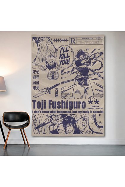 Jujutsu Kaisen Toji Fushiguro Wall Covering Wall Tapestry First Quality Satin Fabric Poster