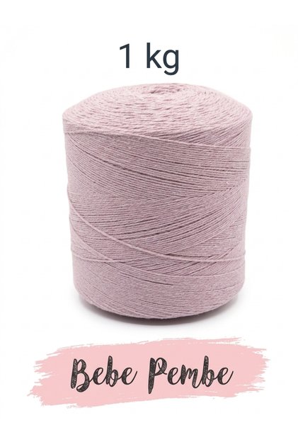 1 kg Pamuklu El Örgü İpi Runner İpi- Amigurumi koton ip punch ipi motif Bebe Pembe renk
