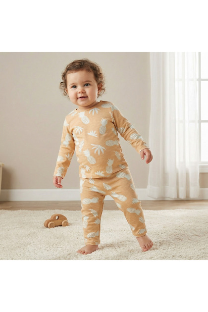 All-Over Pineapple Print T-shirt and Pyjama Set
