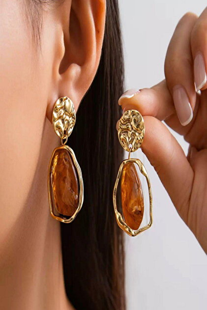 Metallic Natural Stone Earrings
