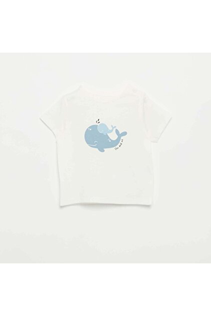 Short-sleeved T-shirt with fun print WHITE