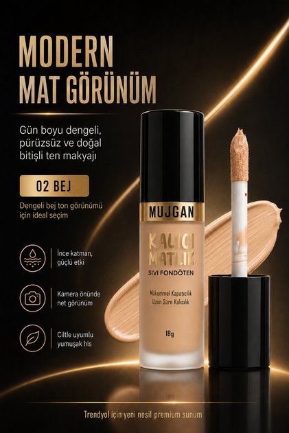 Kalıcı Mat Bitişli Sıvı Tam Kapatıcılı Fondöten