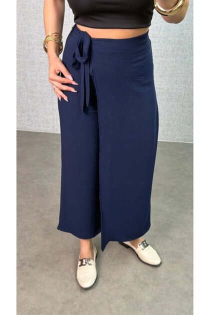 Women's Elastic Waist Lace Detail Aerobin Fabric Skirt Trousers