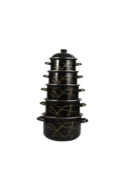 10 PCS Enamel Casserole Set with Lids, Non-Reactive Cookware, Durable Kitchen Cooking Pot Set