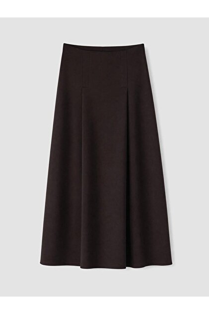Elastic Waist Pleated Detailed A-Line Skirt (W6)