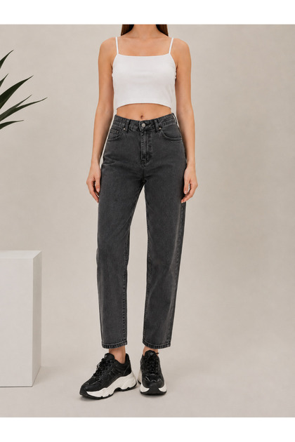 Smoked Boyfriend Mom Jean High Waist Daily Wear Comfortable Women's Denim Pants New Season (2026)