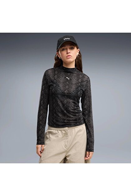 Snake AOP Kadın Siyah Sweatshirt (638749-01)
