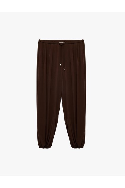 Comfortable Fit Elastic Waist Tie-Up Pocketed Balloon Trousers