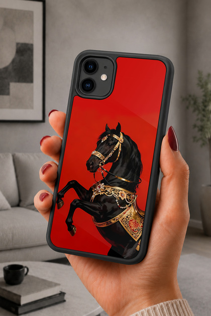 iPhone 11 Uyumlu At Desenli Kamera Korumalı Darbelere Dayanıklı Kılıf