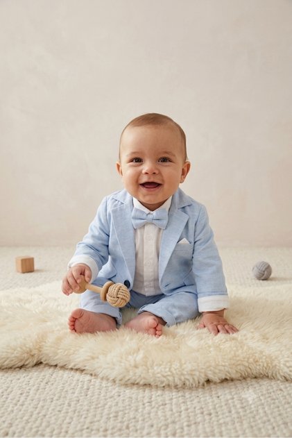 Costum cu jachetă casual din in cu flori/cămașă, pantaloni, jachetă, papion ZIBINLI