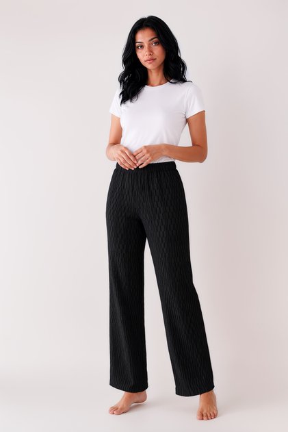 Women's Casual Trousers Knitted Fabric Elastic Waist Textured