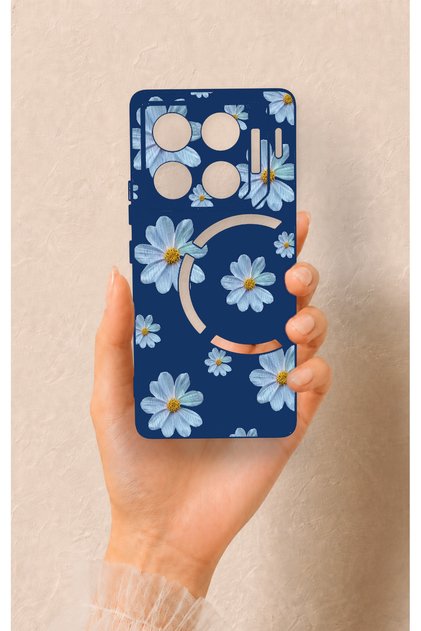 Infinix Gt 20 Pro Compatible Blue Daisy Patterned Silicone Case